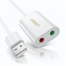 Внешняя звуковая карта | USB на 2 × AUX (для наушников и микрофона) | UGREEN US205